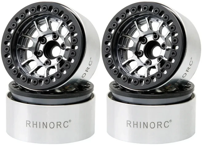 RhinoRC MOZA 네거티브 오프셋 1.9인치 알루미늄 휠 림 (1/10 스케일 RC 크롤러 자동차 Axial SCX10 RR10, 01 WH1906