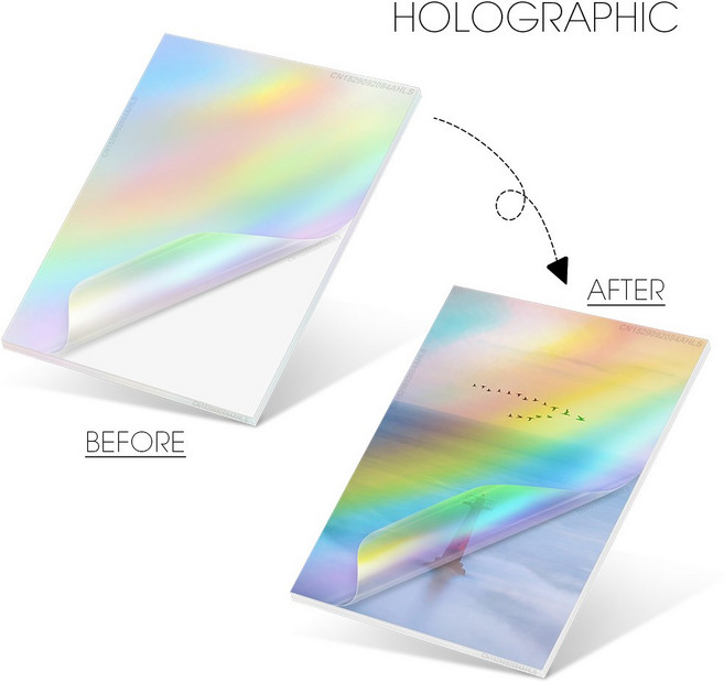 10 시트 매트 클리어 네이팅 필름 투명 방수 콜드 네이트 자체 접착 스티커 오버레이 카드, Holographic, 1개