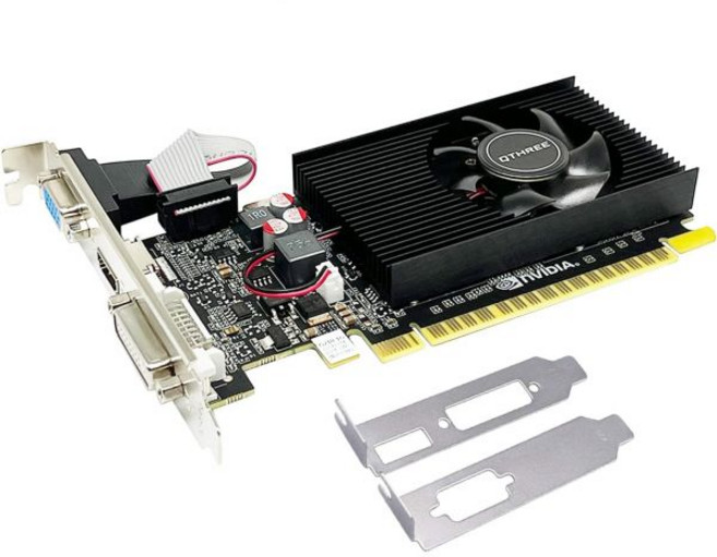 QTHREE 지포스 GT 210 그래픽 카드 1024 MB DDR3 64비트 HDMI VGA 저전력 프로파일 영상 PC용 GPU PCI 익스프레스 2.0 x16 소형 폼팩터, GT 210-3P