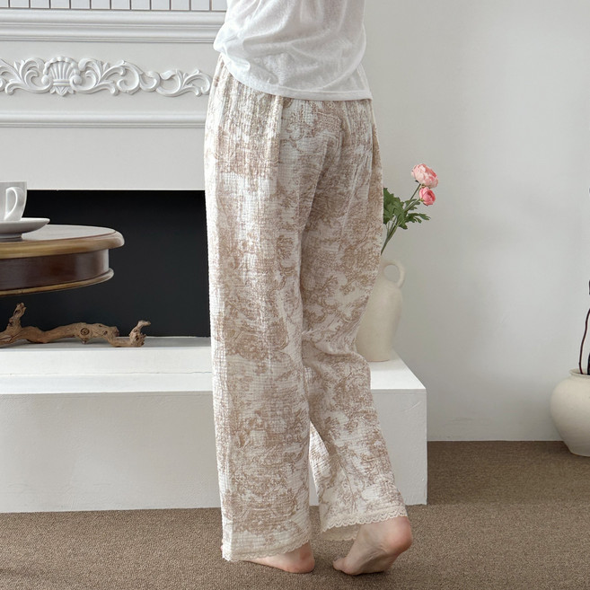 엔젤스커트 국산 면100 요루면 파자마바지 2중거즈 뜨왈 잠옷