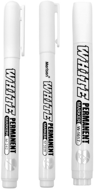 메리센 3in1 유성 아크릴 마카펜 화이트 3종 세트, 1세트, 1색