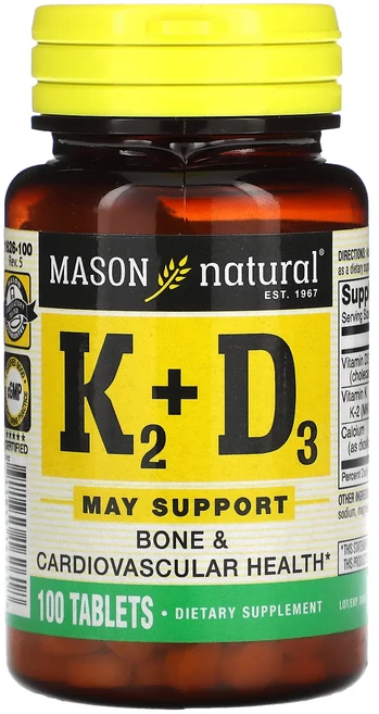 Mason Natural 비타민K2 플러스 비타민D3 100mg 100정, MasonNatural비타민K2플러스비타민D3100mg, 1개 - 쿠팡