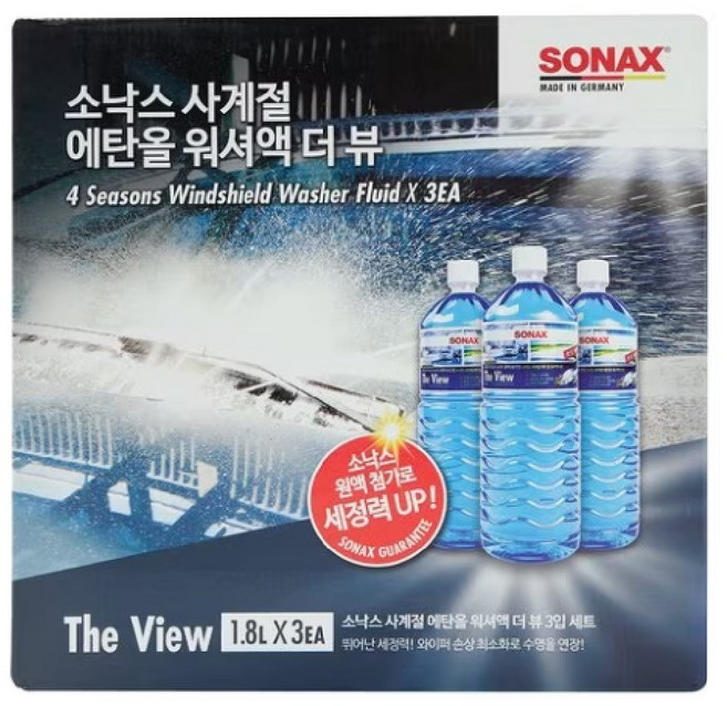소낙스 더 뷰 에탄올 워셔액, 1.8L, 3개