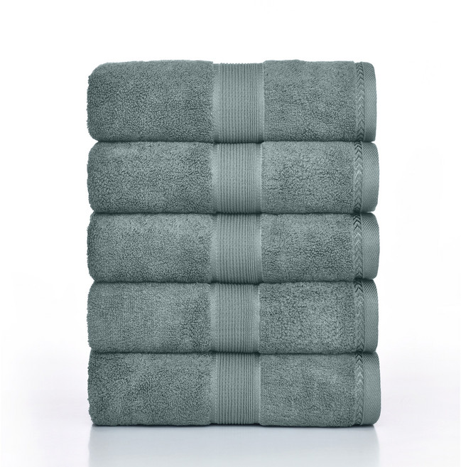 록신 프리미엄 호텔수건 레이온 40수 180g 40x90 부드럽고 항균력 좋은 수건 욕실용 가정용 선물용 다용도 고급 타올, 5개, 그린