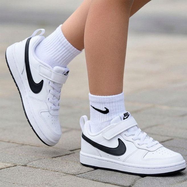 나이키 주니어운동화 코트버로우 로우 리크래프트 화이트 블랙 아동벨크로 신발물티슈증정