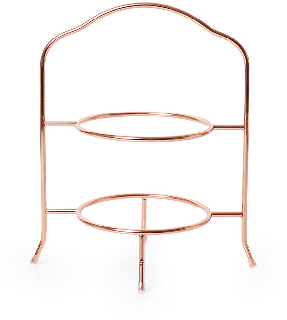 플레이트 홈파티 2단 접시 트레이 / 기념일 디저트 케이크, 핑크골드, 1개