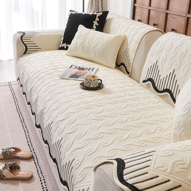 GHKO 순면 모던 사계절용 미끄럼방지 퀼팅 소파패드 4인용 부드러움 내마모성