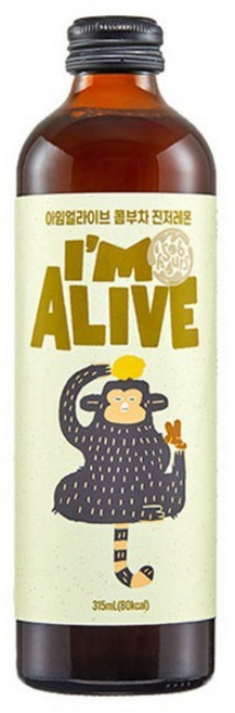 아임얼라이브 콤부차 유리병 진저레몬, 315ml, 1개