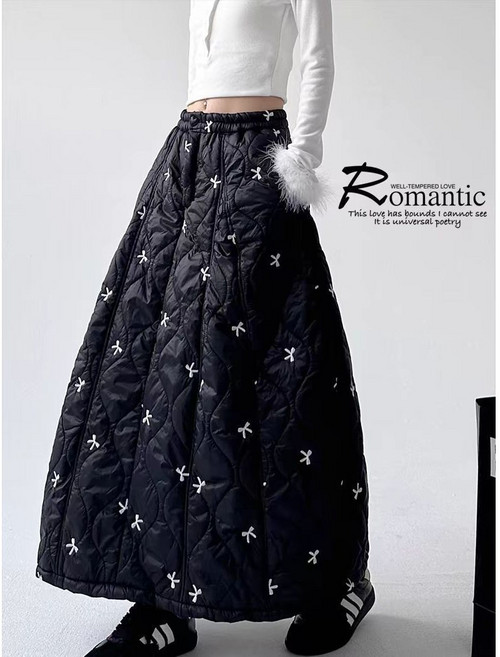 겨울 롱 패딩 스커트 하이웨스트 여성 방한치마 패딩치마 루즈핏 롱스커트 a라인 차박 골프 캠핑 기모 무릅담요HF