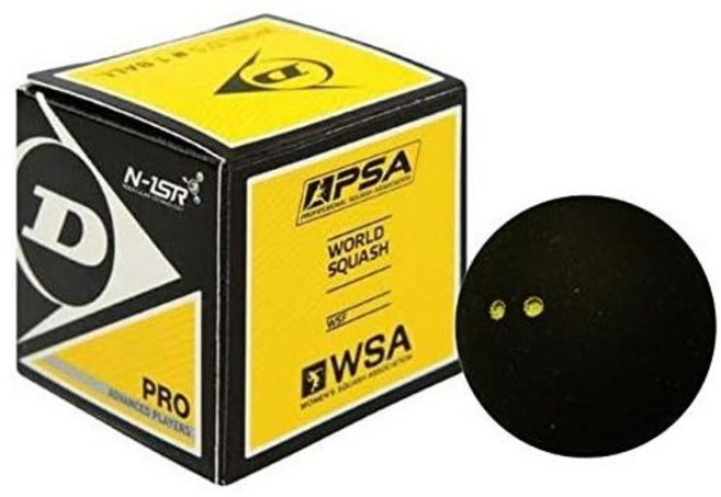DUNLOP 스쿼시볼 스쿼시공 던롭 프로 더블 옐로우 닷 스쿼시 볼 1팩, 1개