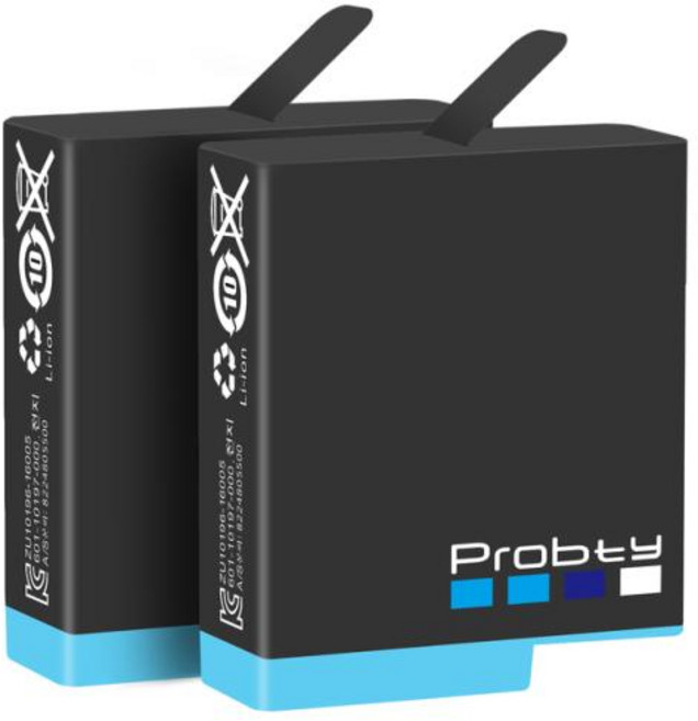 Probty-GoPro 용 고프로 Hero 8 hero 7 hero 8 블랙 배터리 오리지널 프롭티 또는 히어로 8 카메라 전지 용 트리플 충전기 풀 디코드, 2) 2 Pcs Battery, 1개
