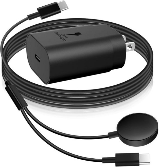 5위 - 25W USB C 충전기 삼성 갤럭시 워치 7/FE/6/6 클래식/5 프로/5/4/3/액티브 2/1 및 S2