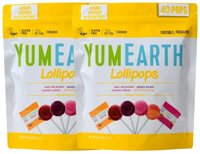 야미얼스 유기농 비타민C 막대사탕, 240g, 2개 - 쿠팡