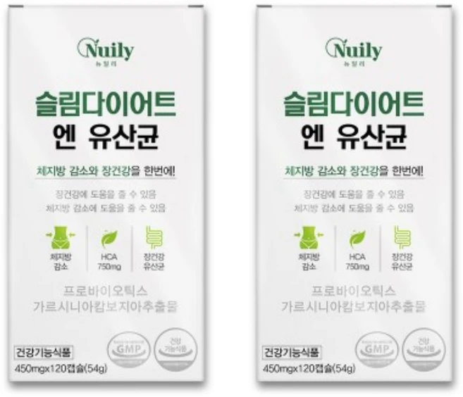 체지방감소 장건강 듀얼케어 슬림다이어트앤유산균 가르시니아 캄보지아 추출물, 2개, 120정 - 쿠팡