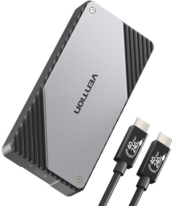 벤션 40Gbps M.2 NVMe SSD 인클로저 외장 케이스 스마트 냉각 쿨링 팬 장착 썬더볼트 5/4/3 USB4 지원, 1개, KPZH0