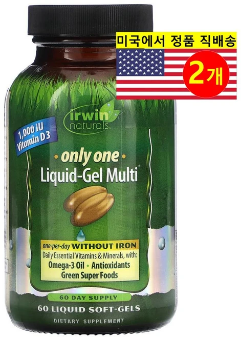 Irwin Naturals 어윈네추럴스 온니 원 철분 무함유 리퀴드 젤 멀티, 2팩 - 쿠팡