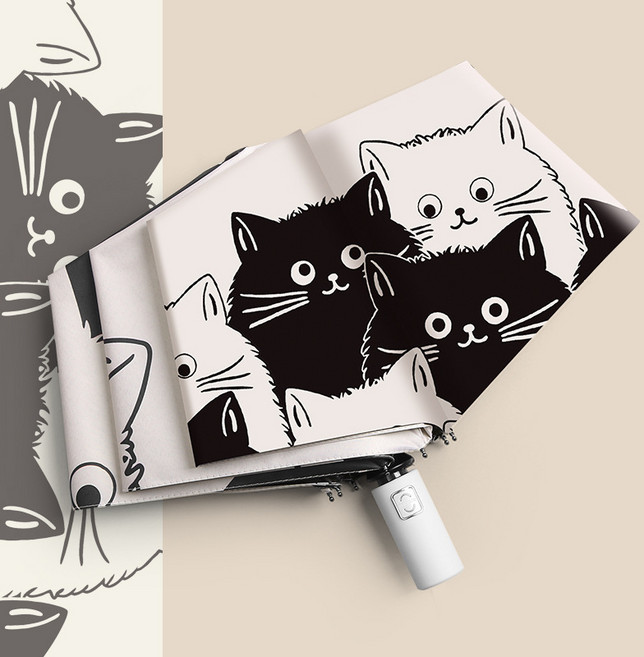 ANYOU 양산 고양이 패턴 자외선차단 양산 암막 초경량 우양산 우산