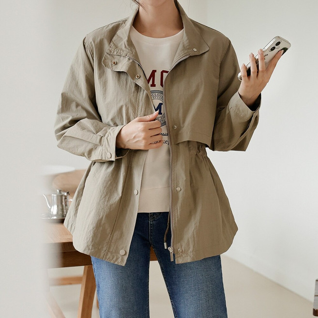 봄 가을 캐주얼 바스락 빅사이즈 하프 야상 사파리 점퍼 캐주얼 등원 출근 모임 미시 엄마옷