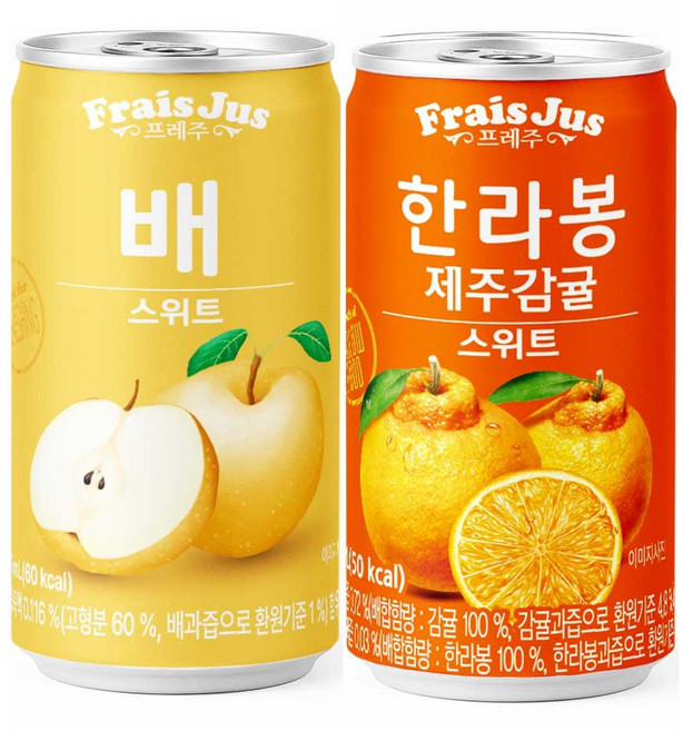 일화 프레주 2종캔음료 (배+한라봉제주감귤) 스위트, 60개, 175ml
