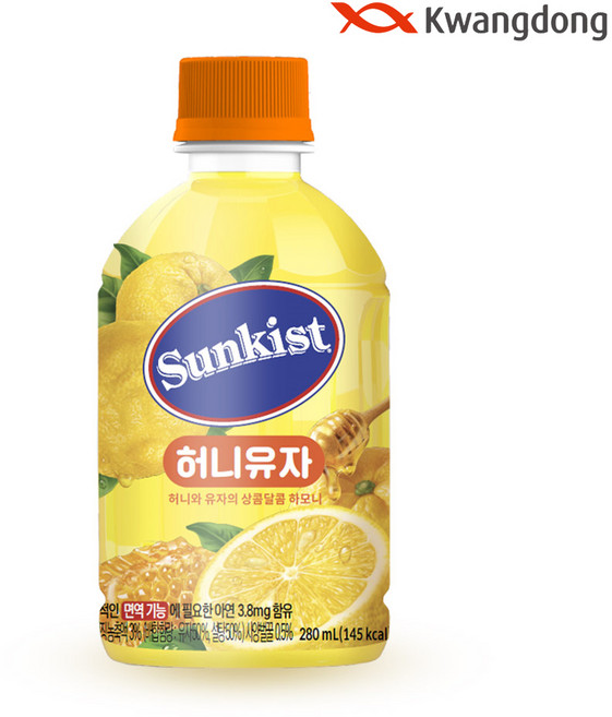 해태htb 썬키스트 허니유자, 280ml, 24개