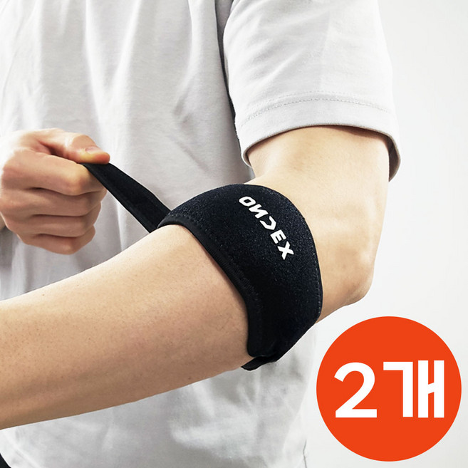 온덱스 팔꿈치 보호대 엘보 테니스 골프, 블랙, 2개