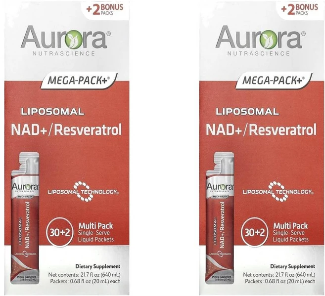 오로라 뉴트라사이언스 리포소말 NAD+ 레스베라트롤 20 ml x 32 Aurora Nutrascience Liposomal NAD+/Resveratrol 32정, 2개 - 쿠팡