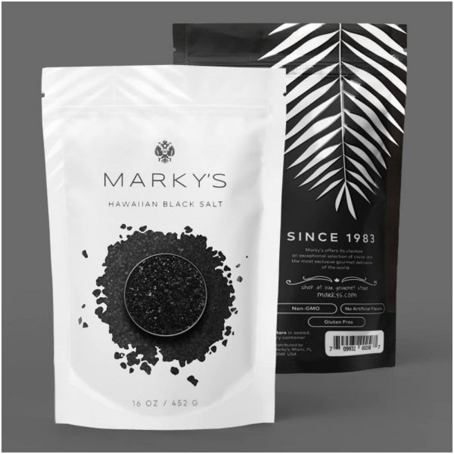 MARKY'S 소금 마키의 하와이안 블랙 라바 화산 해염 중간 굵기 1파운드 452그램, MARKY'S 소금 마키의 하와이안 블랙 라바 화산 해, 452g, 1개