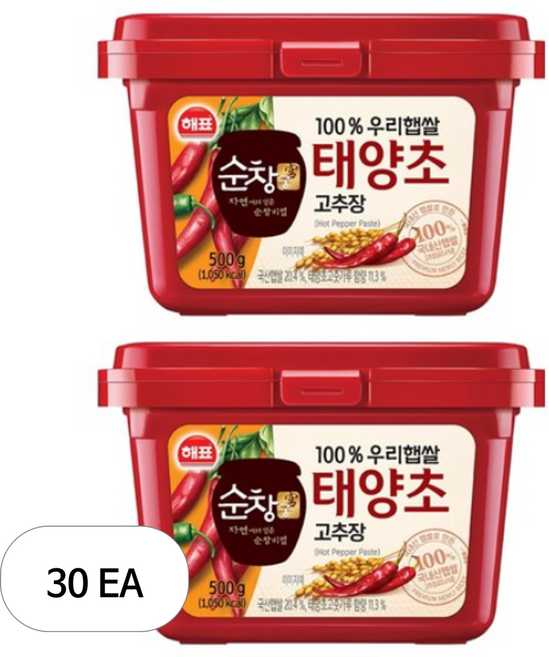 해표 순창궁 우리햅쌀 고추장, 500g, 30개