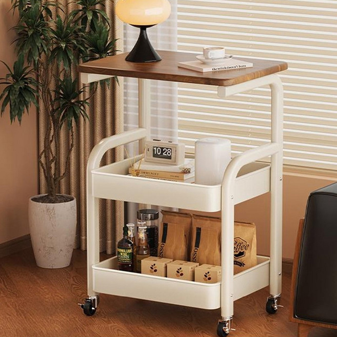 타리홈스 이동식 트롤리 3단 철제 다용도 선반, 화이트