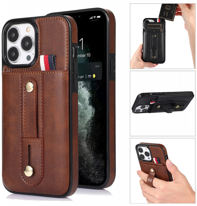 가죽 루프 스트랩 카드 수납 가죽 케이스 아이폰 15 플러스 프로 맥스 폰 용