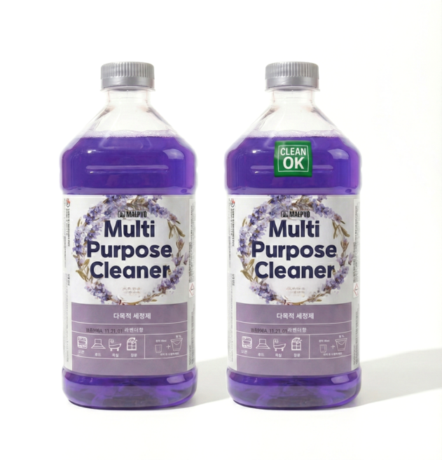 말표 다목적 세정제 라벤더향 애견 동물 화장실 악취 냄새탈취 기름 찌든때 파인솔, 2개, 1900ml