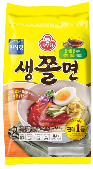 오뚜기 생쫄면 2인분, 452g, 6개