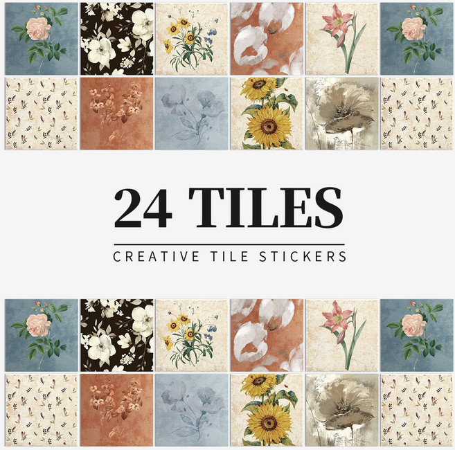 특가할인 프리미엄 북유럽 스타일 아트 데코 타일 스티커 24장, HZ-054, 기본