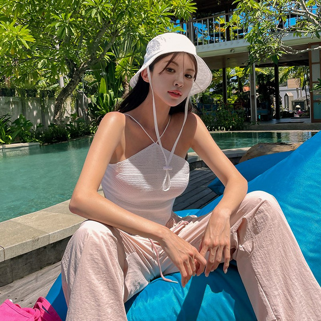 비바럽 홀터 나시 크롭탑 여름 니트 커버업 TS20027F