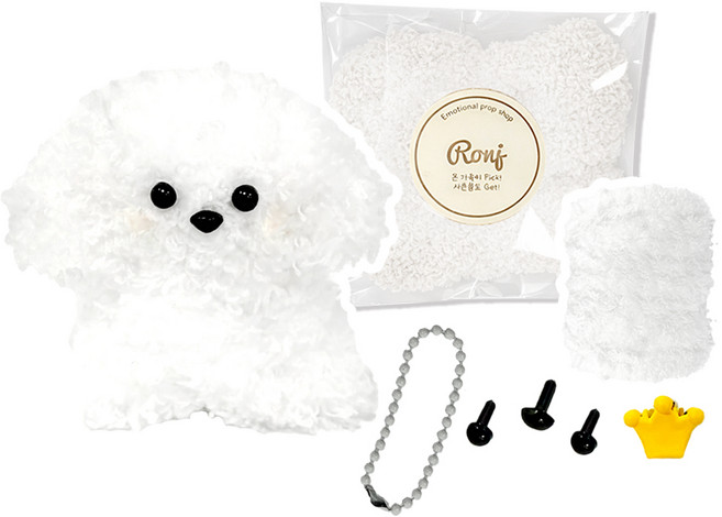 로앤제이 모루인형 만들기 DIY키트 모루 재료 부자재 키링 만들기 세트 악세사리 철사인형 털철사 동물철사, 아지, 1개