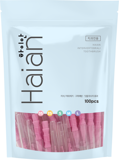 하이안 치간칫솔 I형 SSS 핑크, 1개, 100개입