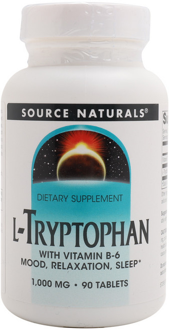 SOURCE NATURALS L-色胺酸&維他命B6錠 1000mg, 90顆, 1罐