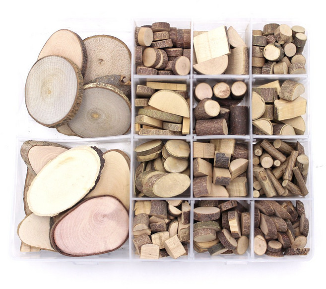 한국모루 천연 나무조각 세트 + 플라스틱 케이스 세트, 1세트