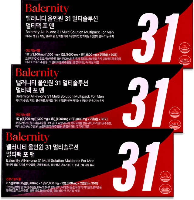 밸러니티 올인원 31 멀티솔루션 올인원 남성 멀티비타민 영양제 포 맨, 30회분, 3개