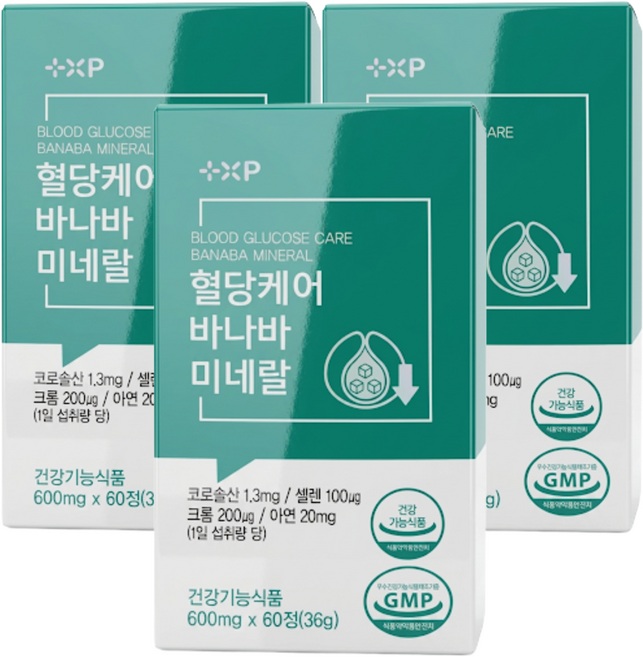 식후 혈당 케어 혈당스파이크 관리 조절 바나바 미네랄 셀렌 크롬 아연 영양제 보조제, 3개, 60회분
