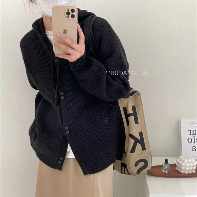 《杜達女孩》兩穿抽繩連帽針織上衣外套