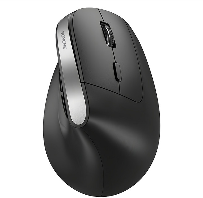 로이체 인체공학 저소음 버티컬 충전식 무선 마우스, RX-800V, 블랙