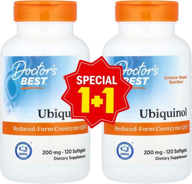 1+1 닥터스베스트 유비퀴놀 활성형 CoQ10 카네카 함유 200mg 소프트젤 120정 / 해외직구 미국정품, 2개