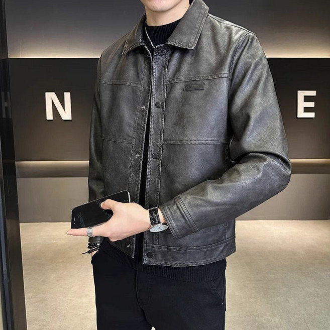 COSYEVNO 미국 스타일 가죽 재킷 남성 빈티지 라이더 가죽 재킷