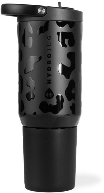 HydroJug 스포츠 - 빨대가 있는 스테인리스 스틸 텀블러 진공 단열 946.4ml32온스 누출 방지 물병 인체 공학적 디자인 재사용 가능 식기 세척기 사용 고무, 블랙 레오파드