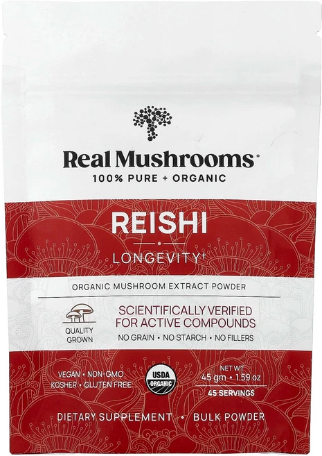 리얼머쉬룸스 영지버섯 415 버섯 추출물 분말 45g(1.59oz), 45g, 6개 - 쿠팡