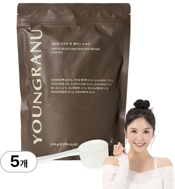 영라뉴 프로틴 핏 쉐이크 대용량 장영란 단백질 코코아 영란뉴, 630g, 5개