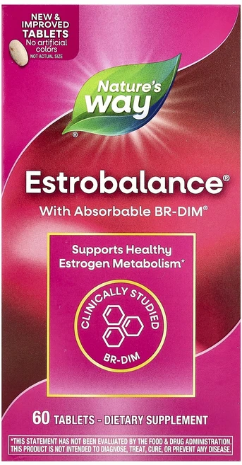 Nature's Way 흡수력 높은 BR-DIM이 함유된 EstroBalance 타블렛 60정, NaturesWay흡수력높은BRDIM이함유된EstroB, 1개 - 쿠팡