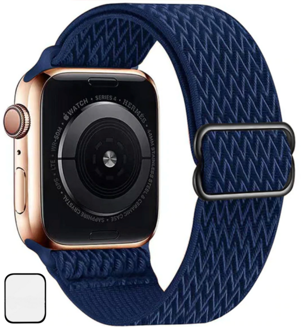 NUBASE 애플워치 호환 고탄력 링크 솔로루프 스포츠루프 버클 스트랩, 웨이브 블루