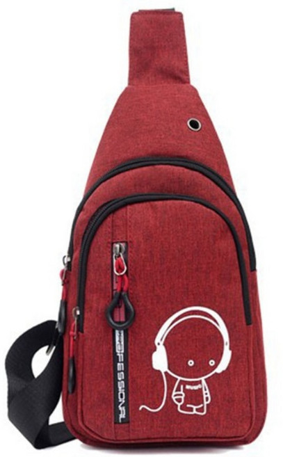 AZMON 야광 미니 슬링백, 32cm x 18cm x 5cm, 레드